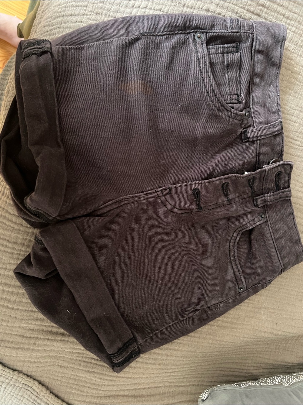 O'Neill Black Rolled Hem Jean Shorts
